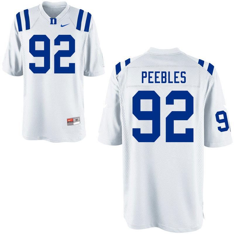 Men #92 Aeneas Peebles Duke Blue Devils College Football Jerseys Sale-White